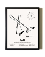 Framed Waterloo Regional Airport wall art poster in black frame