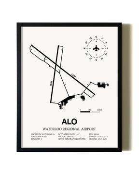 Framed Waterloo Regional Airport wall art poster in black frame