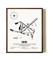 Patuxent River Naval Air Station (Trapnell Field) aviation print in walnut frame