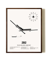 Plum Island Airport aviation print in walnut frame