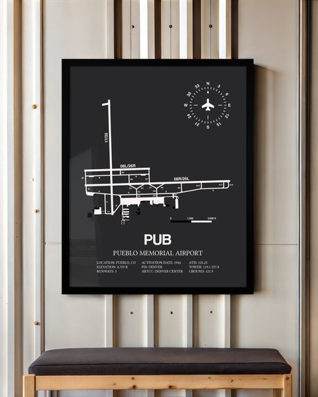 Frame color options for Pueblo Memorial Airport Wall Art