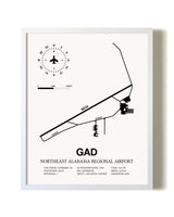 Northeast Alabama Regional Airport airport map poster in oak frame