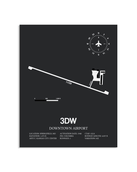 Gray Framed Downtown Airport layout wall art poster