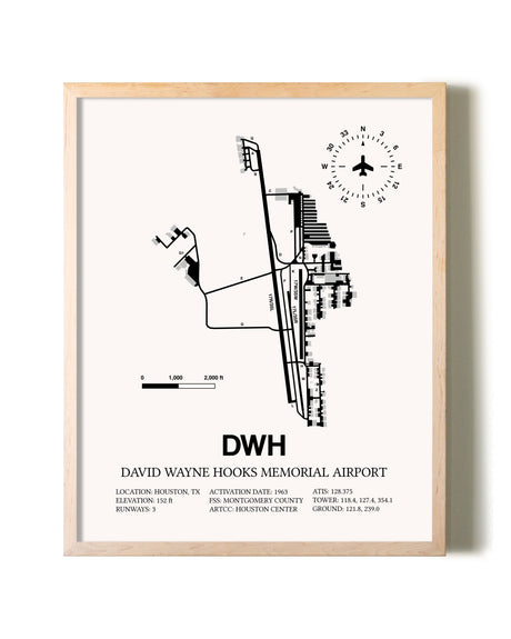 David Wayne Hooks Memorial Airport framed wall art in white frame
