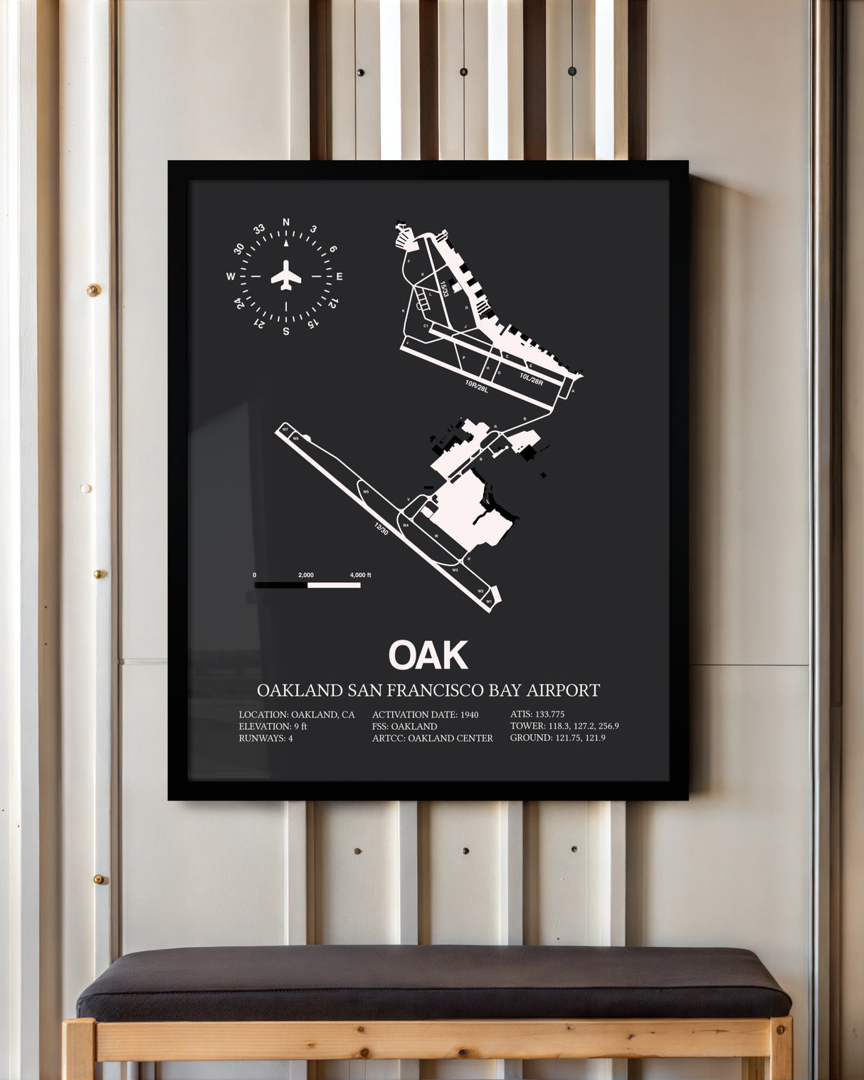 Frame color options for San Francisco Bay Oakland International Airport Wall Art