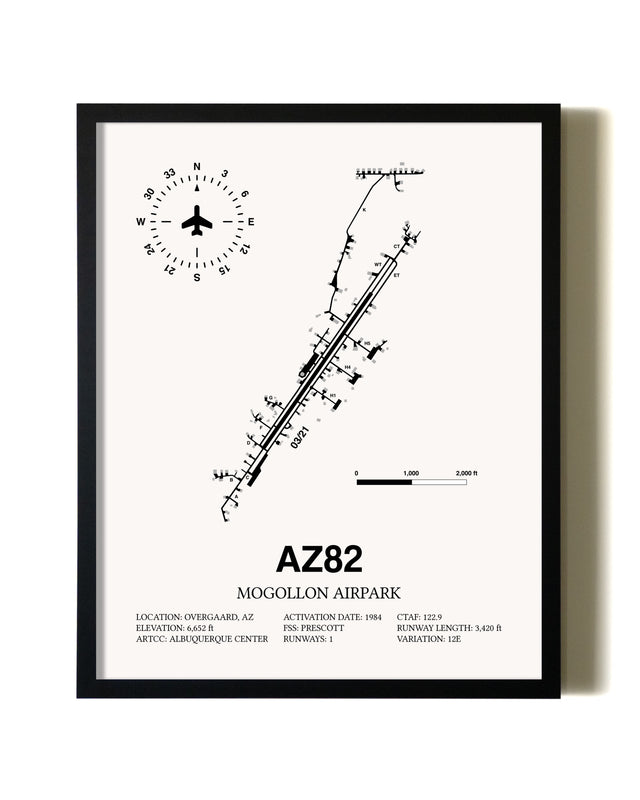 Framed Mogollon Airpark wall art poster in black frame