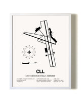 Easterwood Field Airport airport map poster in oak frame
