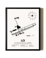 Framed Laconia Municipal Airport wall art poster in black frame