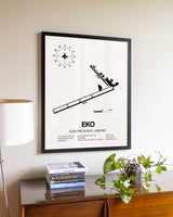 Elko Regional Airport aviation wall décor in black wood frame