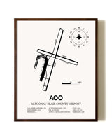 Altoona / Blair County Airport aviation print in walnut frame