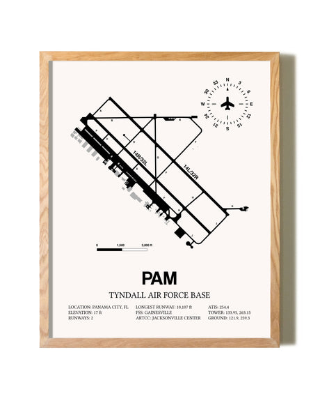 Tyndall Air Force Base framed print in natural wood frame