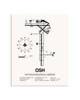 Gray Wittman Regional Airport framed poster displayed in an airplane hangar