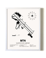 Martin State Airport airport map poster in oak frame