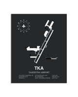 Gray Framed Talkeetna Airport layout wall art poster
