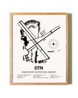 Shreveport Downtown Airport framed print in natural wood frame