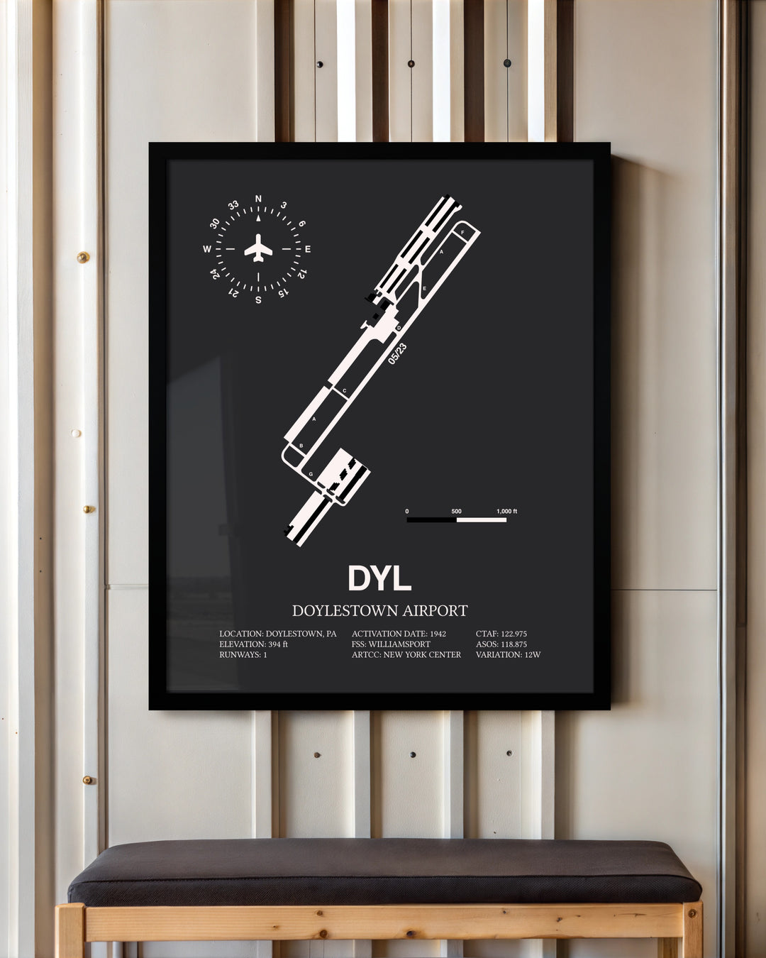 Frame color options for Doylestown Airport Wall Art
