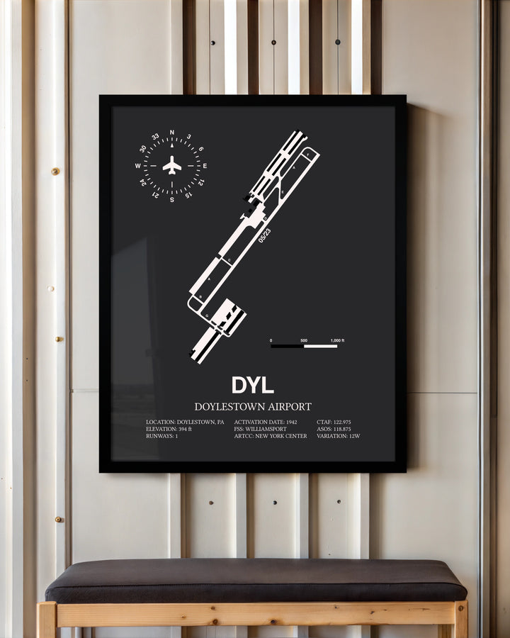 Frame color options for Doylestown Airport Wall Art