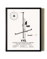Framed Illinois Valley Regional Airport-Walter A. Duncan Field wall art poster in black frame