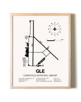 Gainesville Municipal Airport framed wall art in white frame