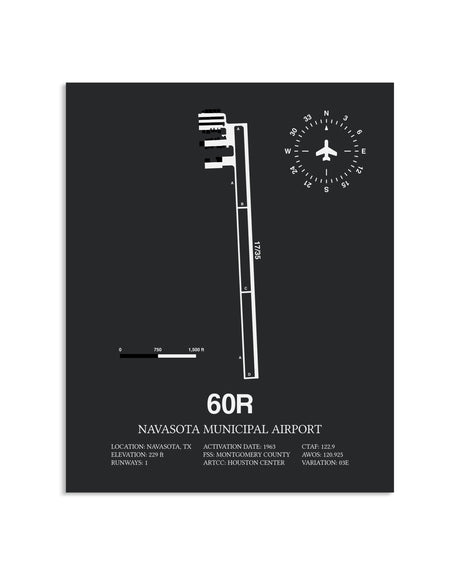 Gray Framed Navasota Municipal Airport layout wall art poster