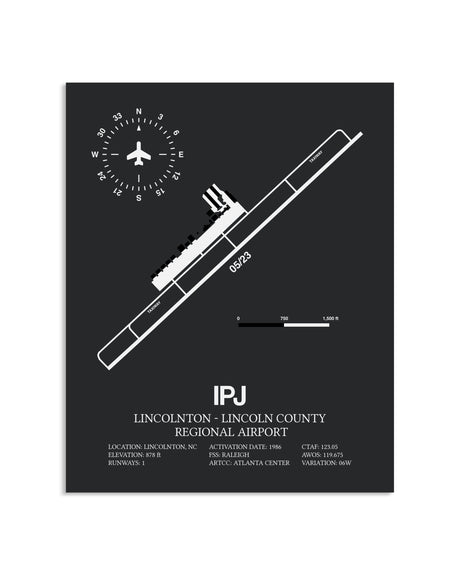Gray Framed Lincolnton-Lincoln County Regional Airport layout wall art poster