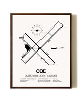 Okeechobee County Airport aviation print in walnut frame
