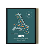 Green Westchester County Airport aviation wall décor in black wood frame