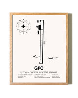 Putnam County Regional Airport framed print in natural wood frame