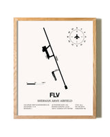 Sherman Army Airfield framed print in natural wood frame