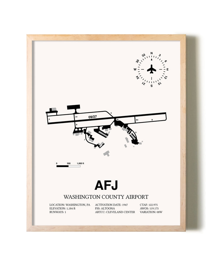Washington County Airport framed wall art in white frame