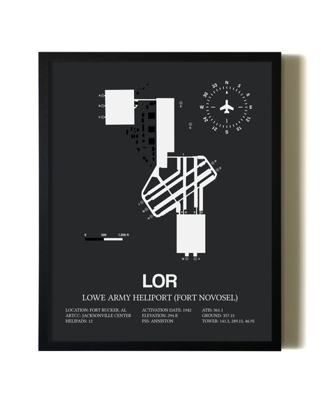 Unframed Lowe Army Heliport (Fort Novosel) map print poster