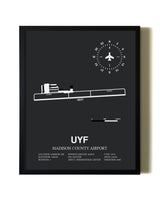 Unframed Madison County Airport map print poster