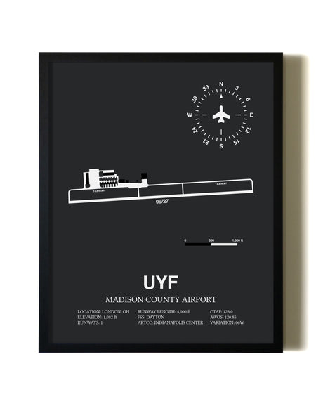 Unframed Madison County Airport map print poster
