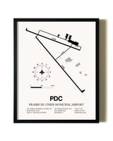 Framed Prairie Du Chien Municipal Airport wall art poster in black frame