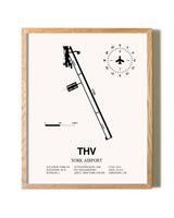 York Airport framed print in natural wood frame