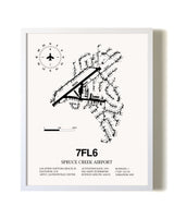 Spruce Creek Airport airport map poster in oak frame