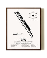 Calaveras County Airport / Maury Rasmussen Field aviation print in walnut frame