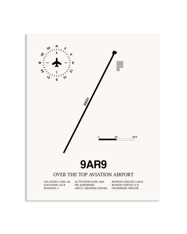 Gray Over the Top Aviation Airport framed poster displayed in an airplane hangar