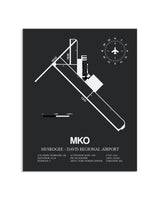 Gray Framed Muskogee-Davis Regional Airport layout wall art poster