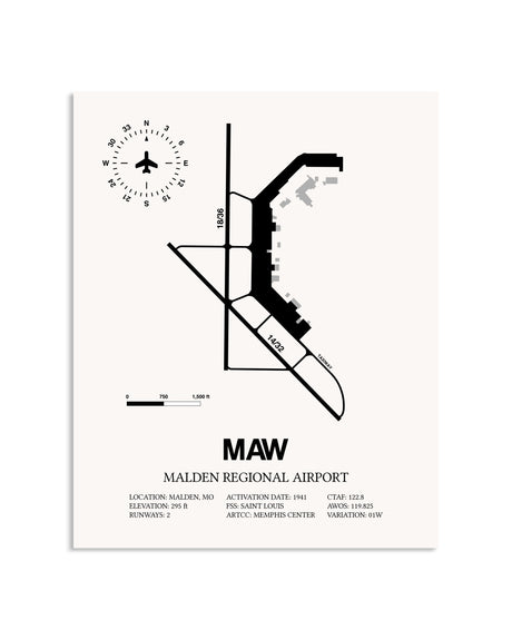Gray Malden Regional Airport framed poster displayed in an airplane hangar