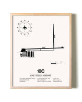 Galt Field Airport framed wall art in white frame