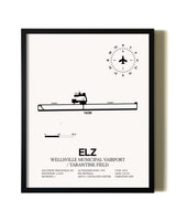 Framed Wellsville Municipal Airport / Tarantine Field wall art poster in black frame