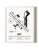 Gulfport-Biloxi International Airport airport map poster in oak frame