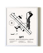 Gulfport-Biloxi International Airport airport map poster in oak frame
