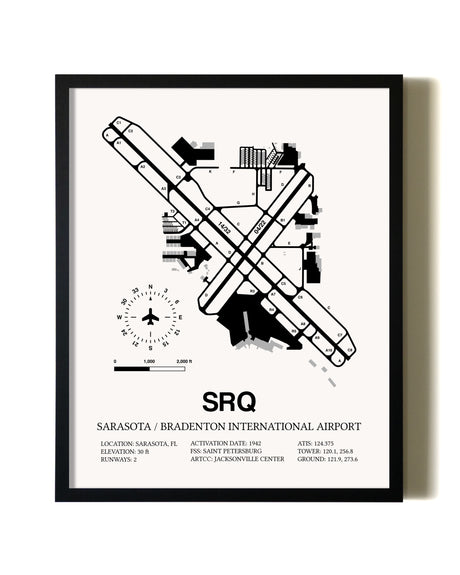 Framed Sarasota / Bradenton International Airport wall art poster in black frame