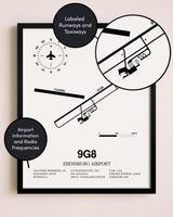Framed Ebensburg Airport layout wall art poster