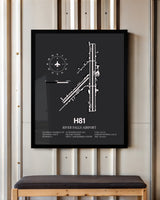 Frame color options for River Falls Airport Wall Art