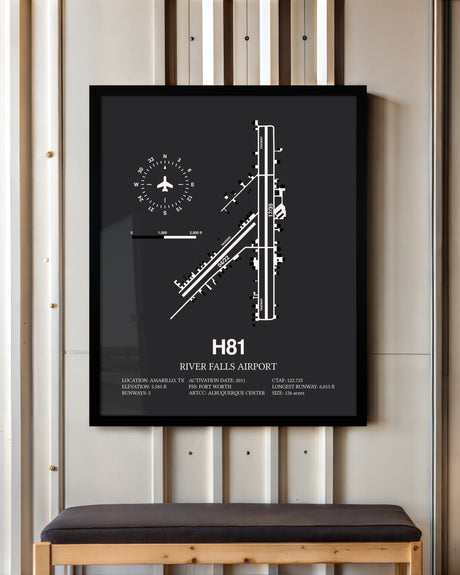 Frame color options for River Falls Airport Wall Art