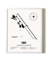 Turners Falls Airport airport map poster in oak frame