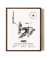Amsterdam Airport Schiphol aviation print in walnut frame